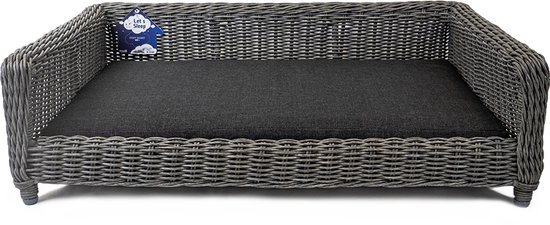 Let's Sleep Cozy Basket rotan - Hondenkussen - Hondenmand - 115 x 78 x 30 cm - XL - Ratan/Antraciet
