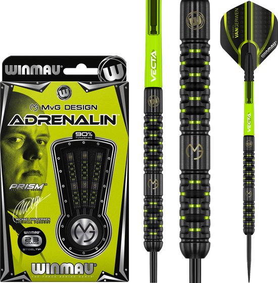 WINMAU - Michael van Gerwen MvG Adrenalin: Steeltip Tungsten Dartpijlen Professioneel - 23g