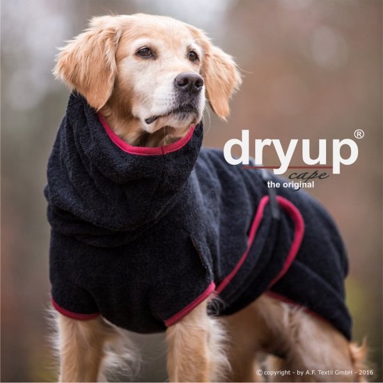 Dryup- Honden badjas-Hondenjas-zwart- M -rug lengte tot 60cm