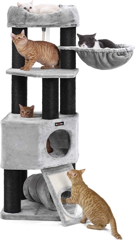 Luxe Krabpaal voor Katten - Grijs - Zachte Kattenmand hangmat - Kattenspeelgoed - Geschikt voor kleine kittens - 141x50x141cm