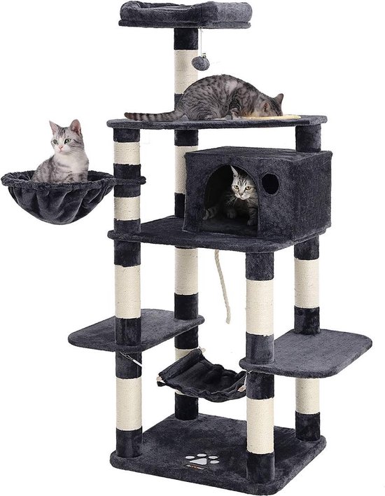 Luxe Krabpaal Badr - Voor Katten - 164cm - Zwart - Zachte Kattenmand Hangmat - Kattenspeelgoed - Geschikt voor kleine kittens