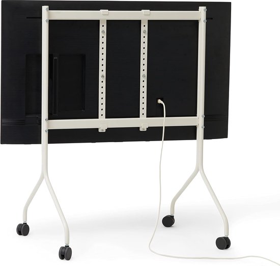 TV-standaard met Wieltjes | Geschikt voor Televisies van 40 tot 70 inch | Televisiestandaard & TV-wagen oprolbaar | TV Meubel voor Woonkamer | Monitor & TV Stand (beige)