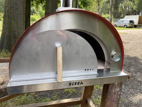 BEEK - Classico 70 - pizzaoven inclusief Hoes Pizzaschep en ovenborstel - houtgestookt - Rood - tot 2 pizza's tegelijk
