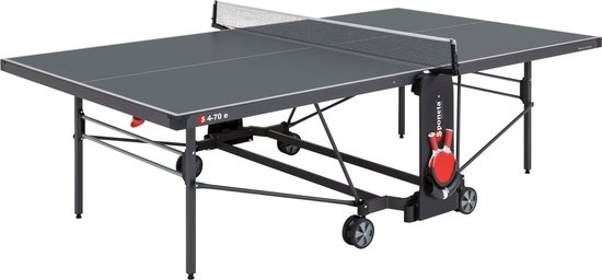 Sponeta® S4-70e Tafeltennistafel Outdoor - Inclusief tafeltennisnet en bathouder - Verrijdbaar - Inklapbaar - Te gebruiken als zelftrainer - Instapbeveiliging - 5mm grijs Tafeltennisblad - LxBxH 274x152,5x76cm - 10 jaar garantie - Made in Germany