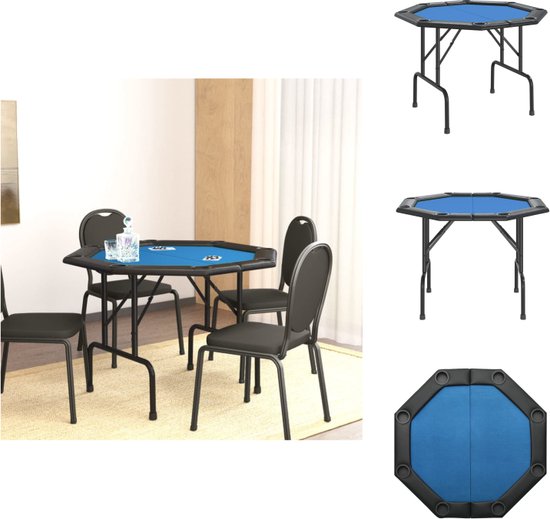 vidaXL Pokertafel - Inklapbaar - 108 x 108 x 75 cm - Zacht tafelblad - Ingebouwde bekerhouders - Comfortabele tafelrand - Stevig frame - Pokertafel
