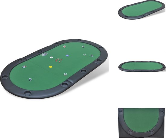 vidaXL Poker Tafelblad - Groen Vilten Speeloppervlak - 208 x 107 cm - Inklapbaar - Met Draagtas - Pokertafel
