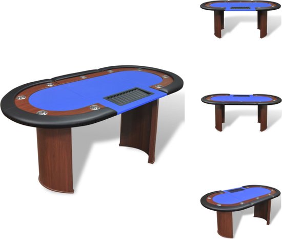 vidaXL Pokertafel - Blauw - 208 x 107 x 81 cm - Geschikt voor max - 10 spelers - Pokertafel