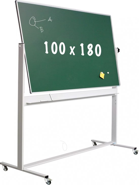 Krijtbord Deluxe - Magnetisch - Kantelbaar bord - Schoolbord - Eenvoudige montage - Geëmailleerd staal - Groen - 180x100cm