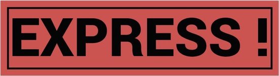 Express! sticker op rol, oranje zwart 200 x 50 mm