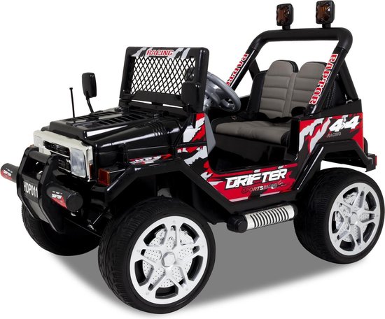 Jeep Adventurer Elektrische Kinderauto - 12V - 35cm Zit Hoogte - 3-6 Jaar - Afstandsbediening - Zwart