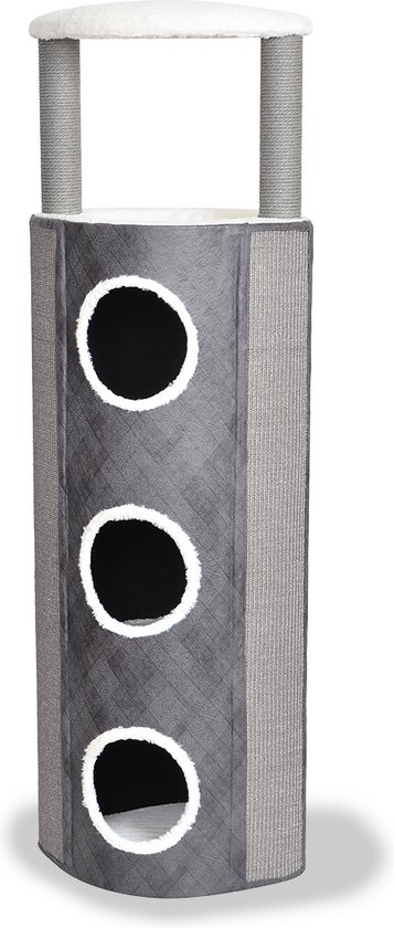 Duvoplus - Krabpaal - Kat - Krabton Bert Xl - 42x42x154cm Grijs/wit - 1st