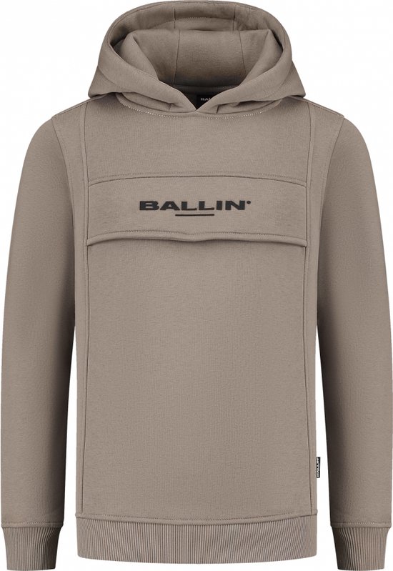 Ballin Amsterdam - Jongens Regular fit Sweaters Hoodie LS - Taupe - Maat 16