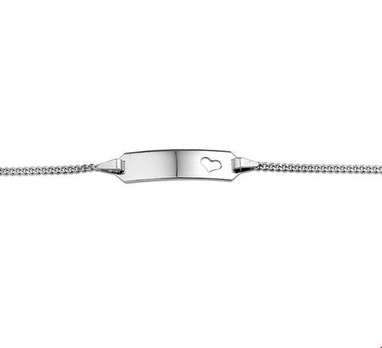 Witgouden Graveerarmband hart gourmet plaat 5mm 11 - 13 cm 4101961 13 cm