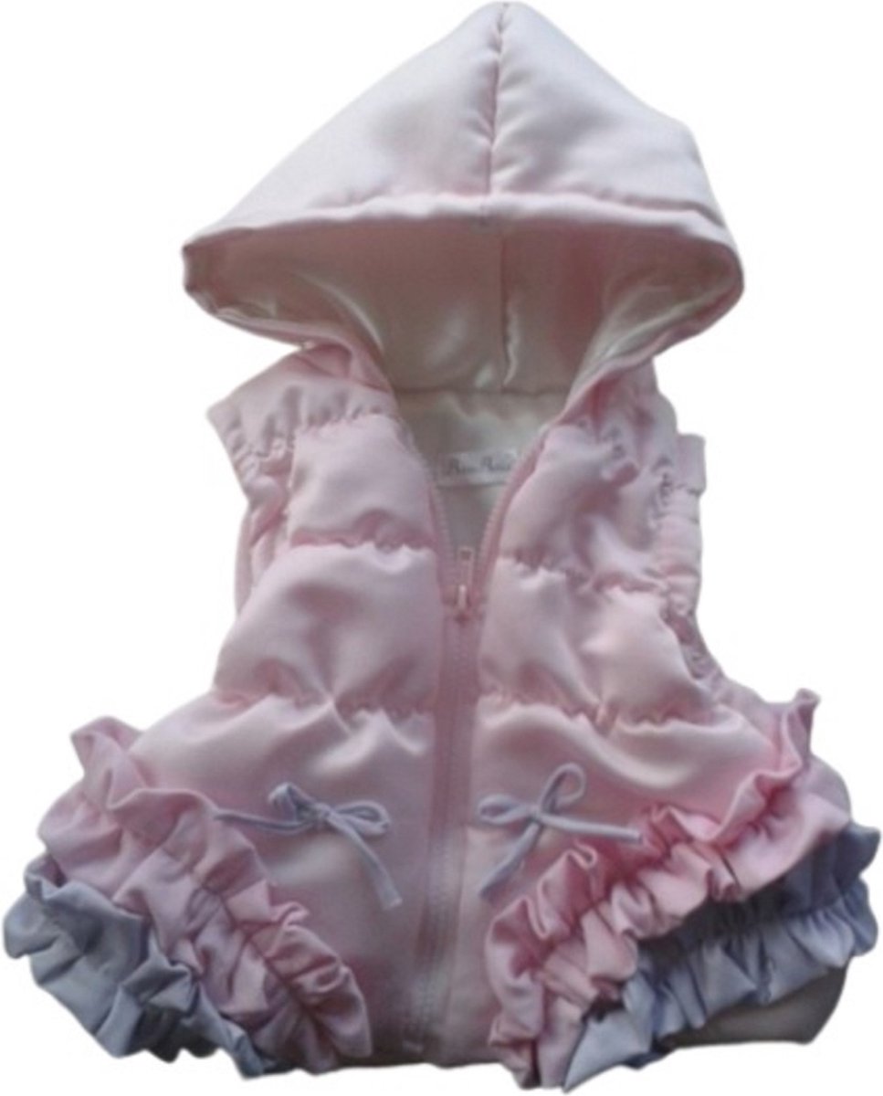 Maat 104 Bodywarmer roze voor baby en kind zomerjas met strikjes en ruches lichtroze jas kinderjas