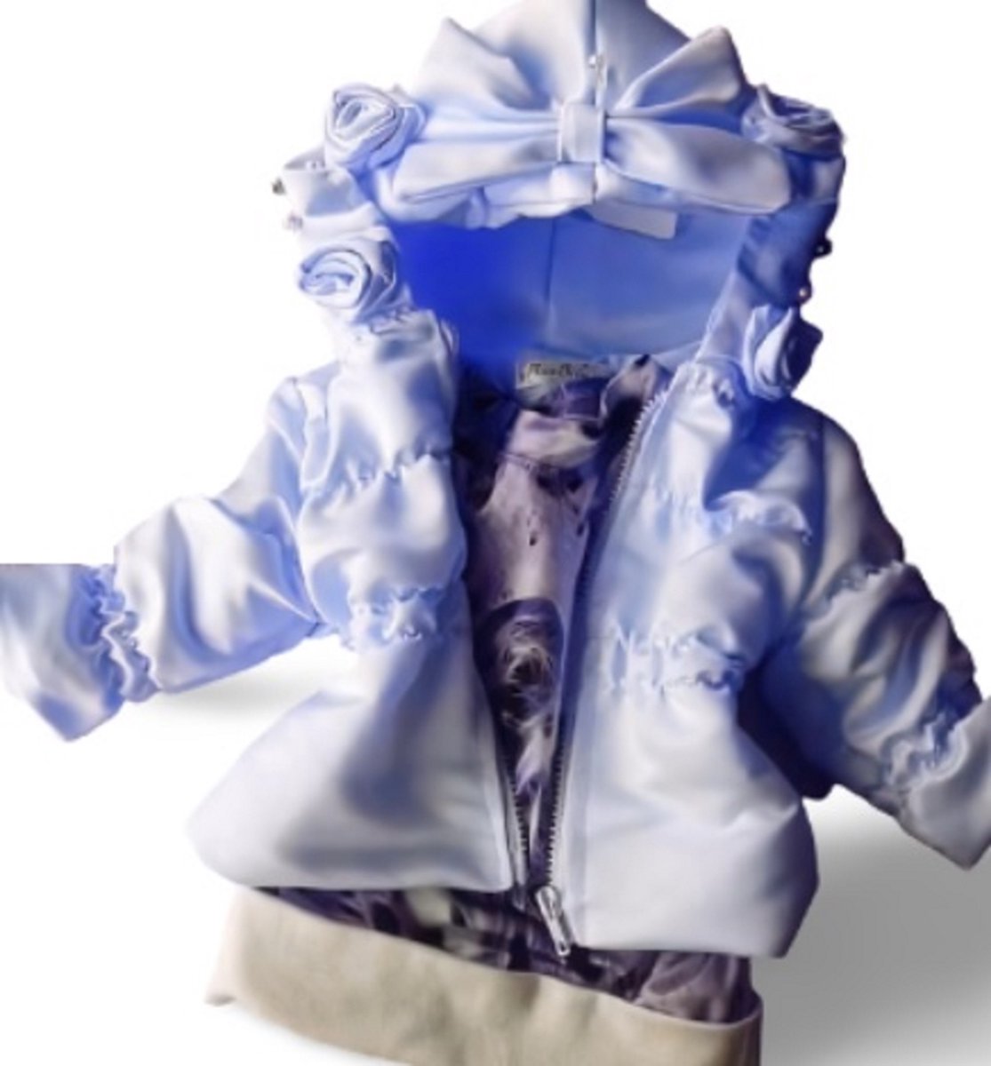 Maat 104 Zomerjas Blauw baby en kind Jas glitter kinderjas met roosjes babyblauw