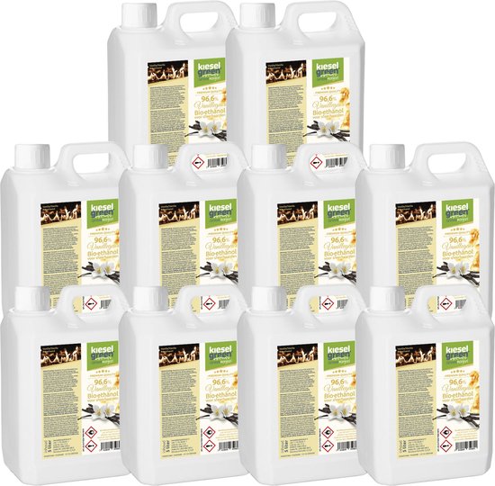 KieselGreen 50 Liter Bio-Ethanol met Vanille Aroma - Bioethanol 96.6%, Veilig voor Sfeerhaarden en Tafelhaarden, Milieuvriendelijk - Premium Kwaliteit Ethanol voor Binnen en Buiten