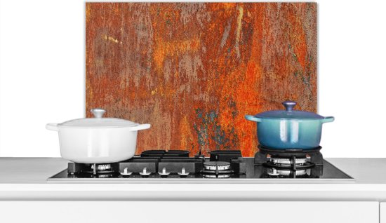 Spatscherm Keuken - Kookplaat Achterwand - Spatwand Fornuis - 70x50 cm - Roest print - Industrieel - Staal - Aluminium - Wanddecoratie - Muurbeschermer - Hittebestendig