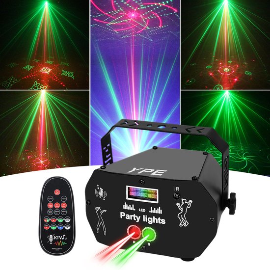 YPE x YourPartyEquipment - Disco lichteffect - Party Laser - Disco lamp - Disco Licht - Mini Disco Laser Met Stroboscoop - Lasers en Stroboscoop - Afstand bestuurbaar en Geluid gestuurd