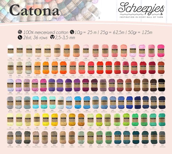 Scheepjes Catona Assortiment - 109 kleuren x 50 gram