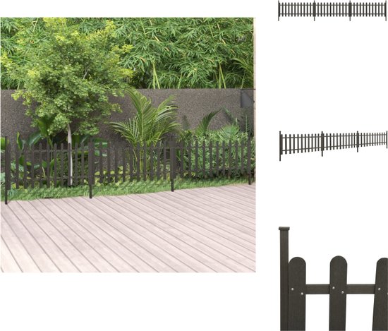 vidaXL Tuinhek vidaXL - Tuinhek - 614 x 80 cm - Hout-kunststof-composiet (HKC) - Grijs - Omheiningssysteem