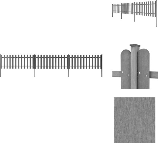 vidaXL Rustieke tuinhek HKC - 600x60 cm - grijs - Omheiningssysteem