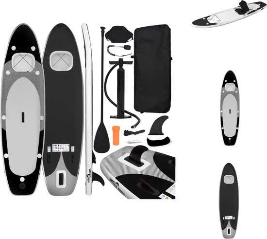 vidaXL SUP Board zwart 330 x 76 x 10 cm - opblaasbaar - lek- en uv-bestendig - inclusief zitting - peddel - pomp - reparatieset - koord en tas - SUP board