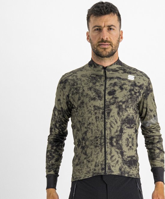 Sportful Fietsshirt lange mouwen heren Groen Zwart - ESCAPE SUPERGIARA THERMAL JERSEY BEETLE BLACK - L