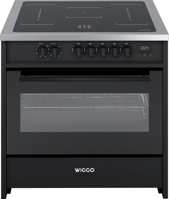 Wiggo WIO-E921A(BX) - Freestanding - Induction - Elektrische Oven - 90cm - 8 Function - 121 Liter - 3000 W - Zwart Inox