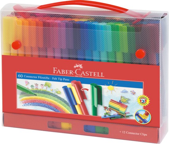 Kleurstift faber castell connector koffer 60st - 8 stuks