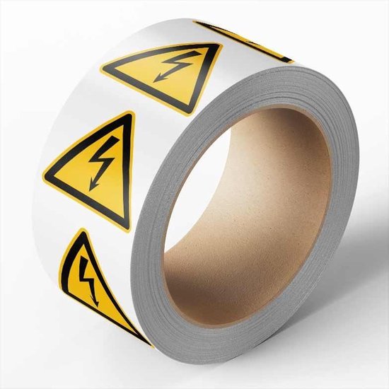 Sticker elektriciteit waarschuwing, 500 per rol, W012 50 mm