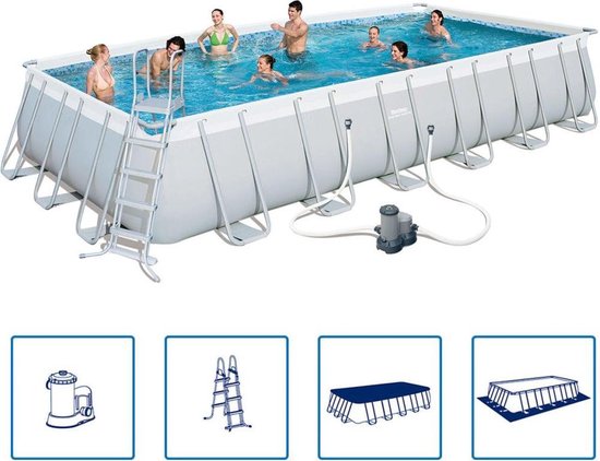 Bestway Power Steel Zwembadset rechthoekig 732x366x132 cm staal 56474