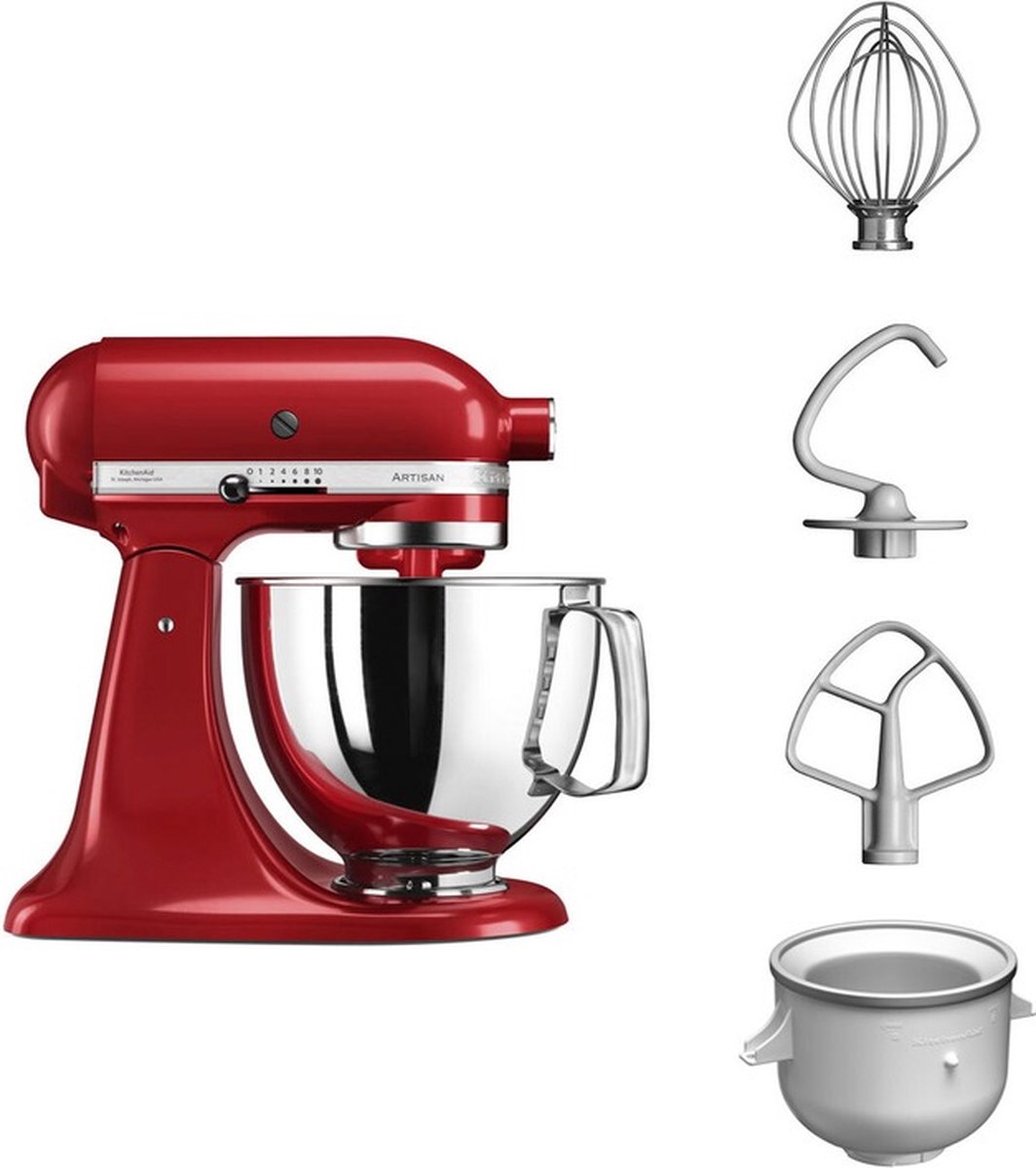 KitchenAid Keukenmachine 5KSM125EER + Roomijsmaker 5KICA0WH | Keukenrobots | Keuken&Koken - Keukenapparaten | 5413184403553