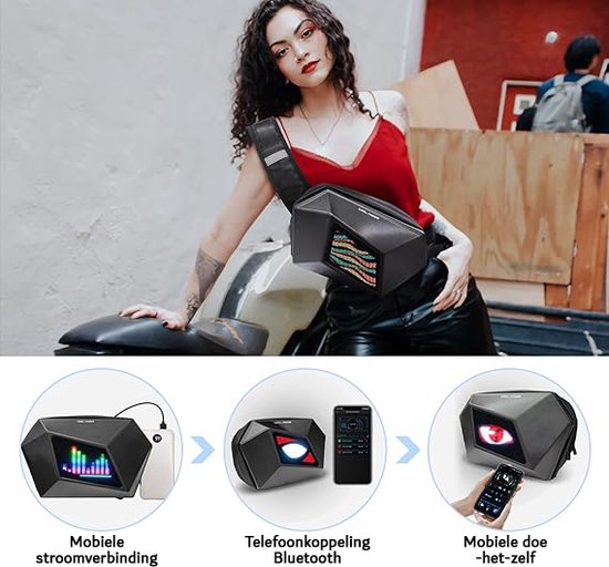 Schoudertas - LED Display - Crossbodytas - Voor Heren en Dames - Rugzak - Met App - Heuptas - Waterdicht - Programmeerbaar - Zwart
