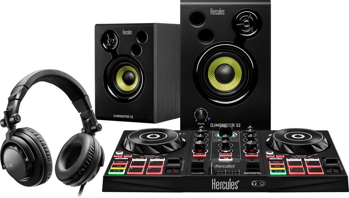 Hercules DJLearning Kit - Compleet DJ pakket - 2-Deck DJControl Inpulse 200 USB DJ Controller HDP DJ45 headset DJMonitor 32 Monitor Speaker