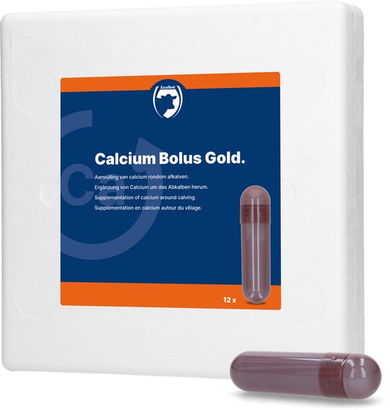 Excellent Calcium Bolus Gold - Aanvullend dierenvoer - Geschikt voor melkvee - Bevordert calcium gehalte - Calcium - 12 stuks