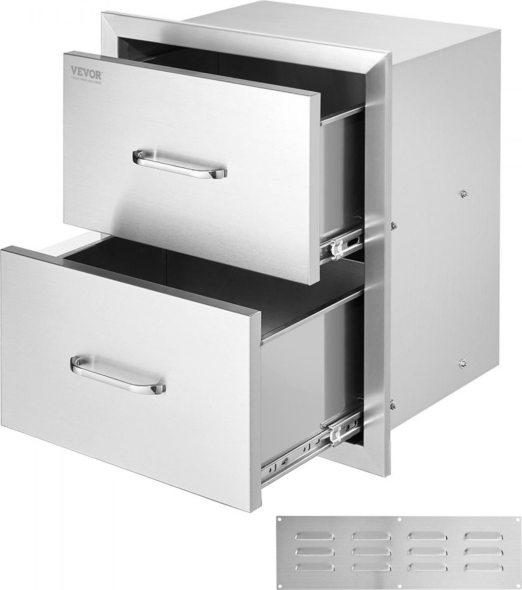 45 x 52 cm buitenkeuken BBQ-eiland roestvrijstalen dubbele lade