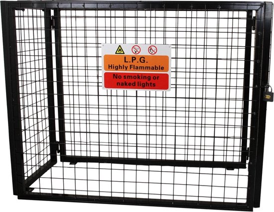 Glasflesberging - Gasflessen opslag - Gaas - Zwart - 870mm (W) x 900mm (H) x 490mm (D)