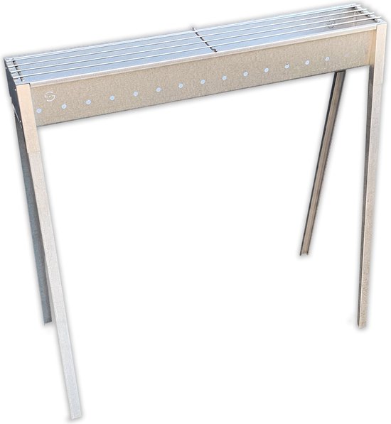 Spiedini Saté-bbq Bali 80 - Houtskoolbarbecue met horizontaal rooster voor sate of andere spiesjes - 80 cm lang, 11 cm breed - Materiaal: gealuminiseerd ijzer