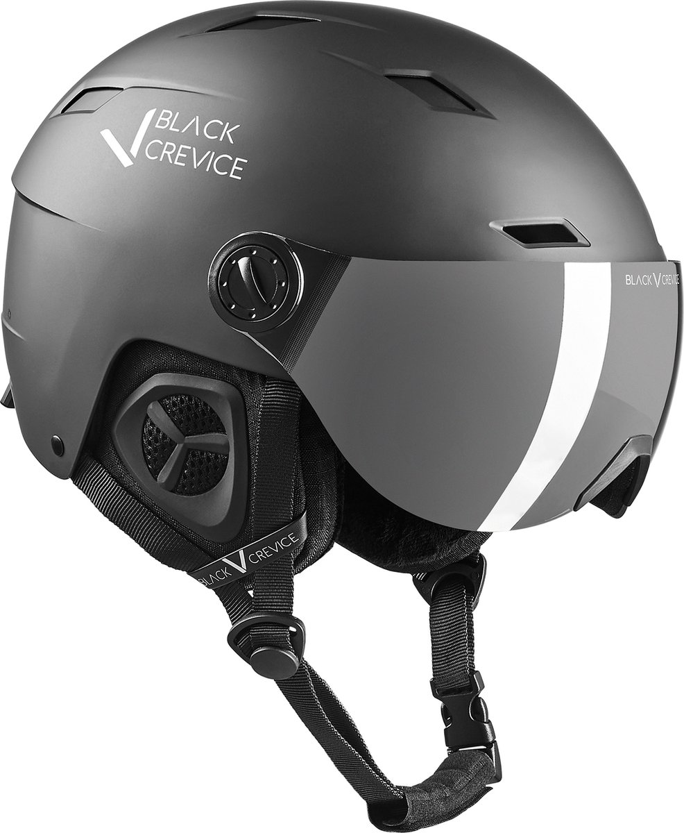 Black Crevice® Skihelm met Vizier - Skihelm Zwart - Maat S - 51-53CM