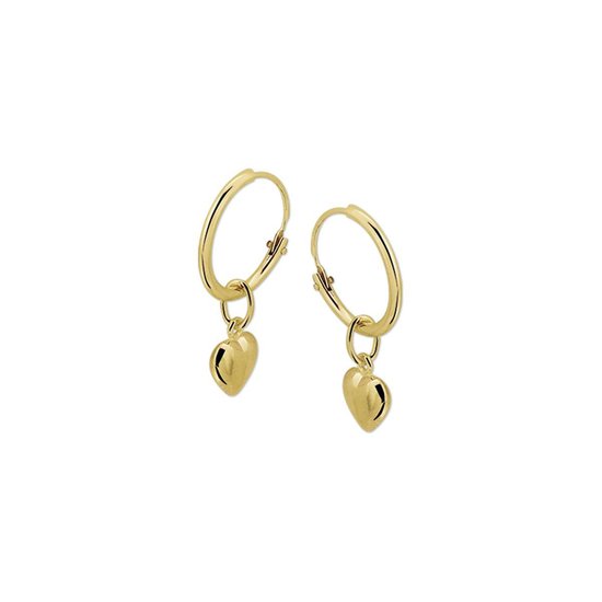 The Jewelry Collection oorringen 13 X 1,2 mm Hartje - Geelgoud (14 Krt.)