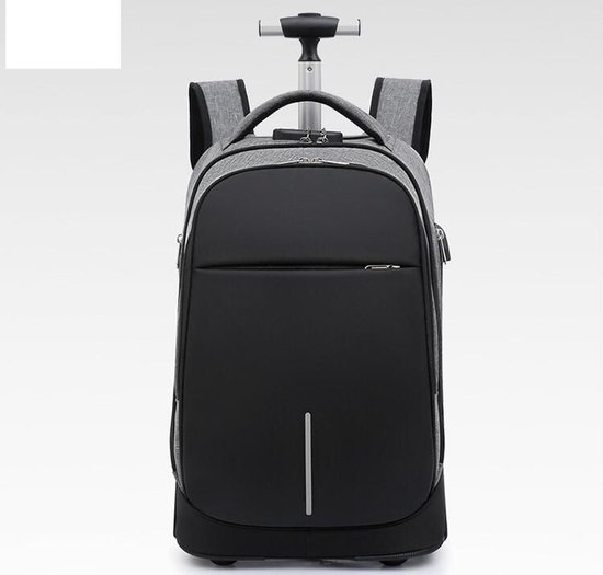 CL CHLIN® Grijs - Trolley antidiefstal Rugtas voor Tiener jongen en meisjes. ideaal voor brugklassers die zware boeken - waterdichte rugzak, schooltas - Ruim en Georganiseerde Rugzak - schooltas - schoolrugzak - Tas met wielen en slot.