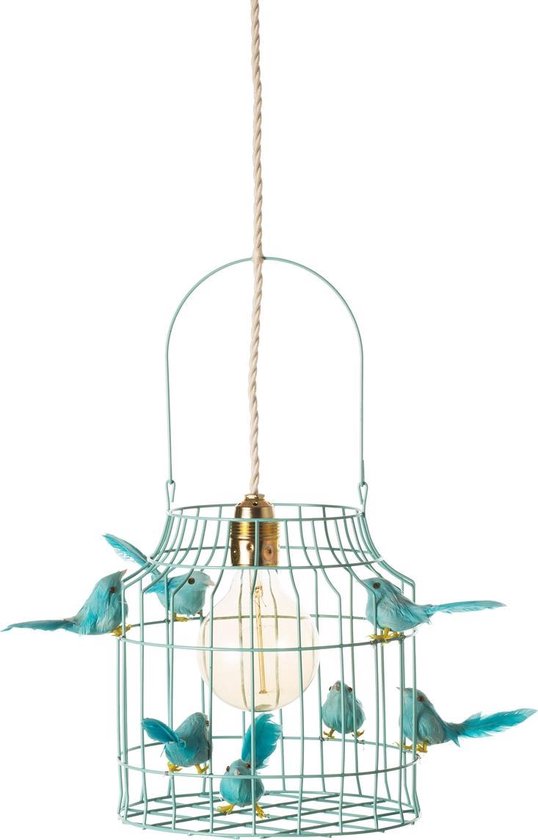 hanglamp babykamer turquoise met azuurblauwe vogeltjes nét echt!