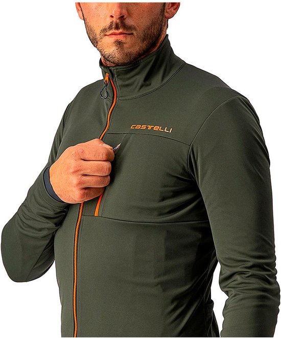 Castelli Fietsjack tussenseizoen Heren Groen Rood - GO JACKET MILITARY GREEN FIERY RED - XL