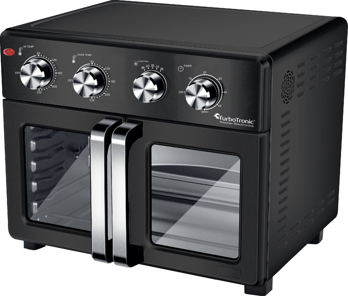 TurboTronic AF32MFD Airfryer XXL en Oven – Dubbele Deur - 32 Liter – Zwart