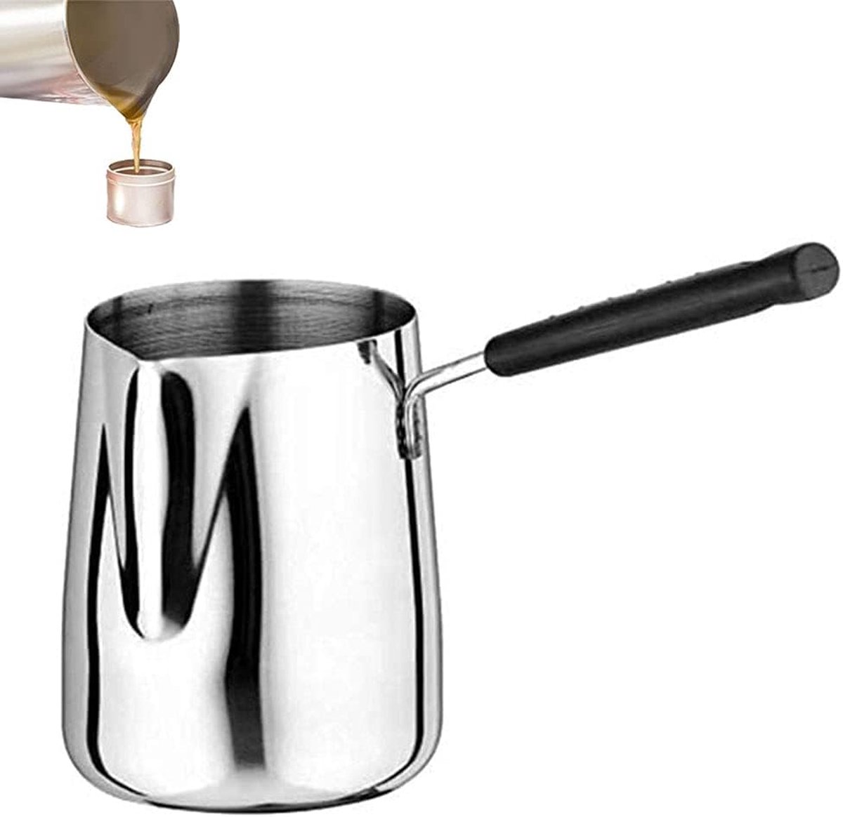 Stainless Steel Turkish Coffee Pot, Mocha Pot, Frothing Milk Jug, Turkish Coffee Pot with Handle, Stainless Steel Jug, for Preparing Latte Coffee Art, Cappuccino, Espresso (600 ml / 21.12 oz)