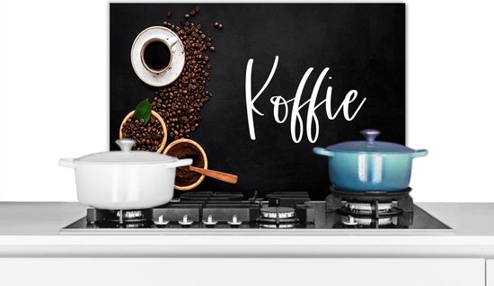 Spatscherm Keuken - Kookplaat Achterwand - Spatwand Fornuis - 60x40 cm - Spreuken - Koffie - Quotes - Aluminium - Wanddecoratie - Muurbeschermer - Hittebestendig
