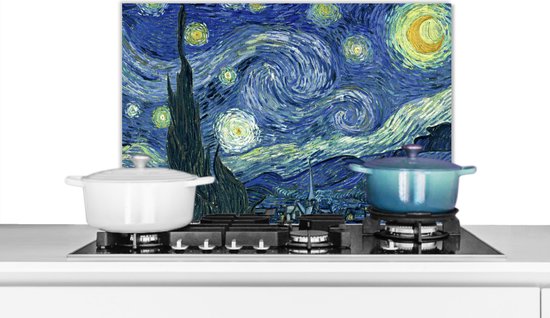 Spatscherm Keuken - Kookplaat Achterwand - Spatwand Fornuis - 60x40 cm - Sterrennacht - Schilderij - Oude meesters - Vincent van Gogh - Aluminium - Wanddecoratie - Muurbeschermer - Hittebestendig