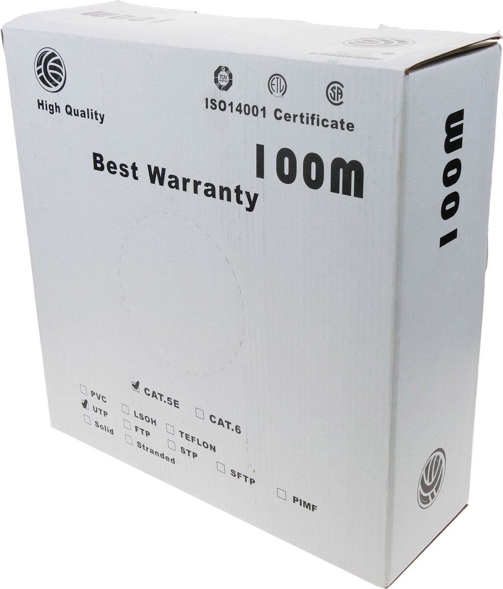 BeMatik - Spoelkabel UTP categorie 5e 24AWG flexibel grijs 100m