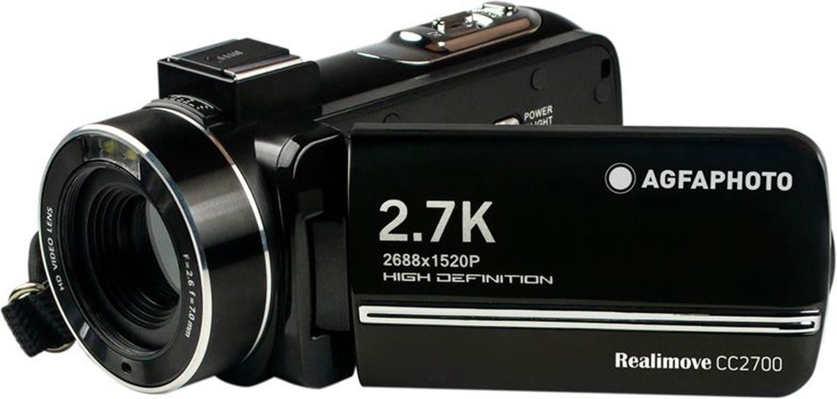 AGFA Foto Realimove CC2700 Digitale camcorder (2,7 K, 24 MP, 3 inch touchscreen, 18 x zoom, afstandsbediening, lithiumbatterij) zwart