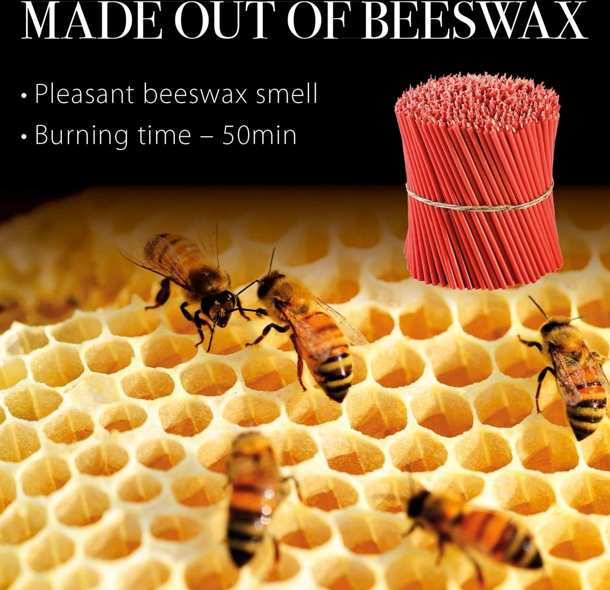 Ritual bijenwas kaarsen (rood) - Orthodoxe kaarsen voor gebed tafeldecoratie bruiloft - niet giftig, roet - druppelvrij, lang, duurzame producten, N100, hoogte: 16,5 cm, Ø 5,7 mm (200 stuks -